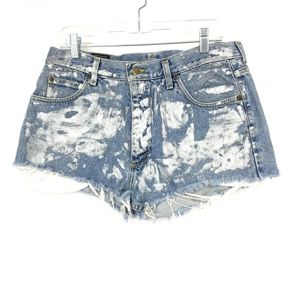 Vintage Upcycled Lee X Rag Union Cut Off Denim Shorts Womens Sz 32